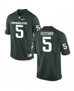Men's Michigan State Spartans NCAA #5 Michael Fletcher Green Authentic Nike Stitched College Football Jersey YJ32P78MC